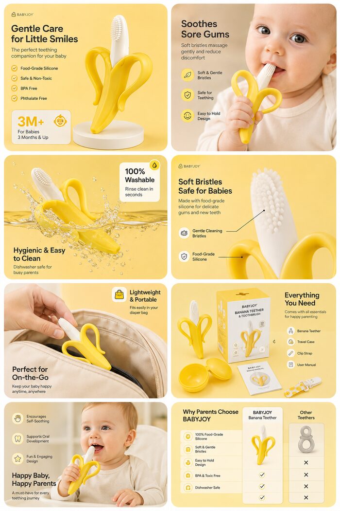 BabyJoy banana teether and toothbrush listing images