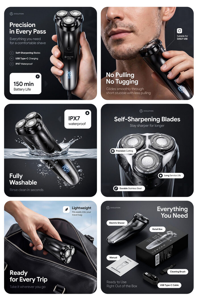 Evolution Blackstone 3 electric shaver listing images