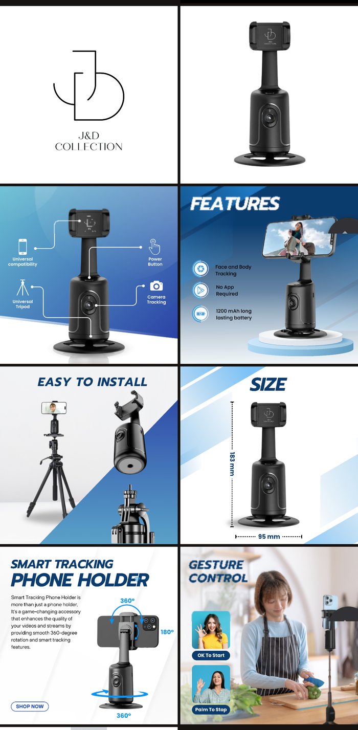J&D Collection smart tracking phone holder listing images