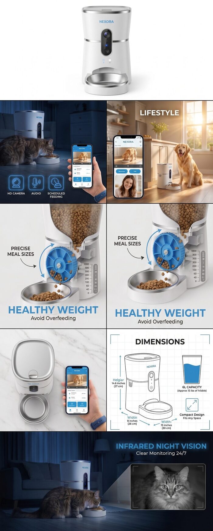 Nexora smart pet feeder listing images