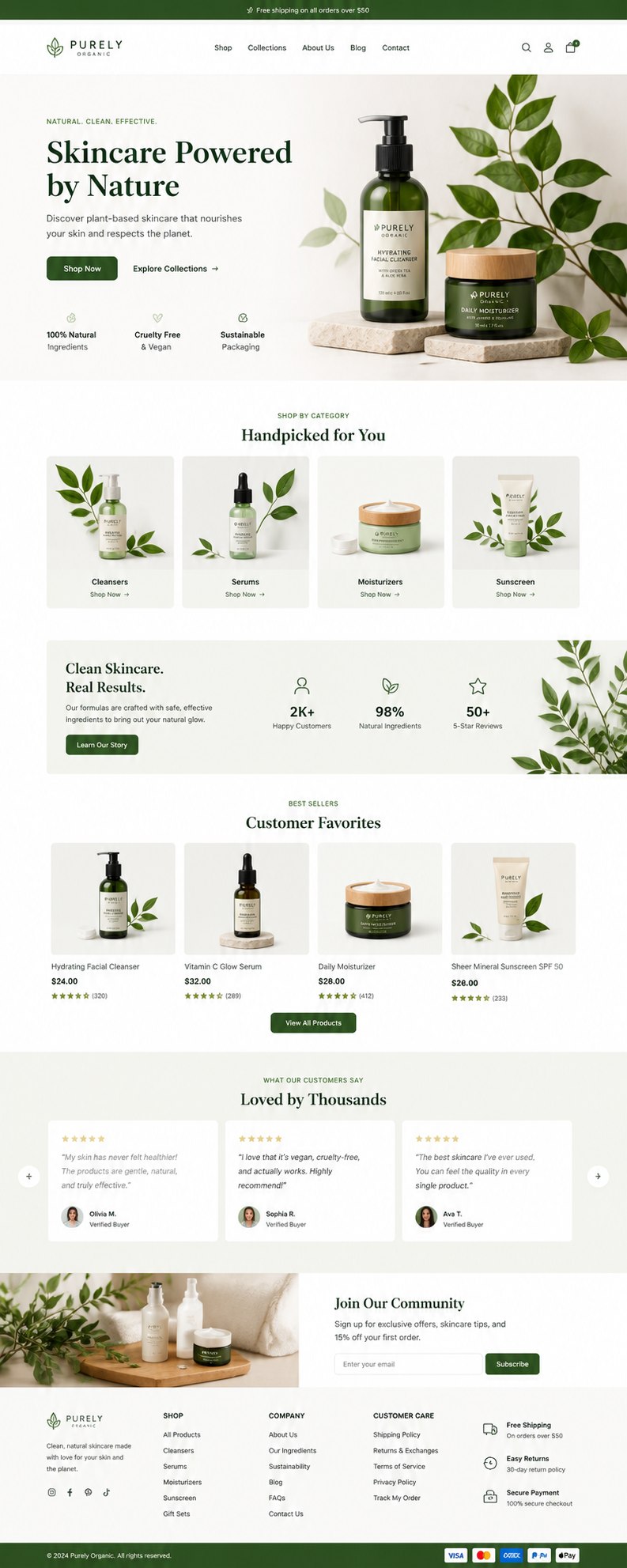 Purely Organic Shopify skincare store